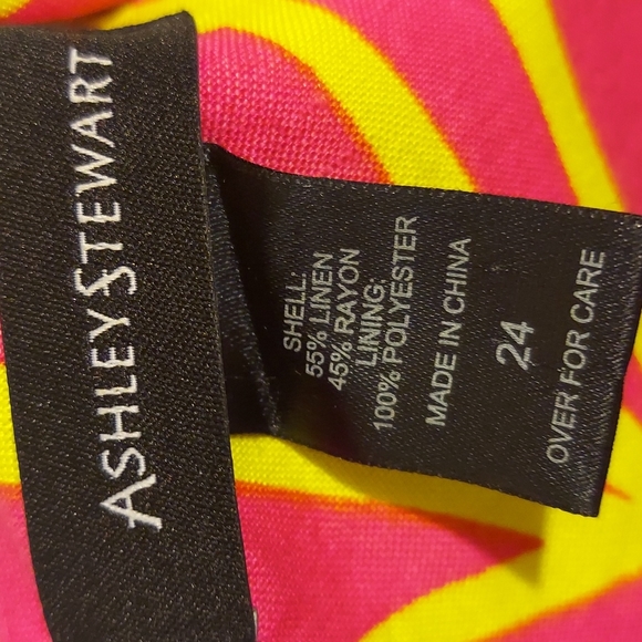 Ashley Stewart Tropical Floral Print Dress Size 24 Pink Green Chartreuse - Picture 13 of 16